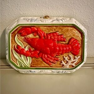 Vintage Lobster Mold Ceramic Wall Decor Japan 11" Seashells Coastal Nautical